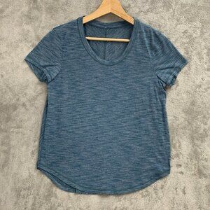 Lululemon Shirt Womens 6 Heathered Nile Blue Meant To Move Short Sleeve Pullover